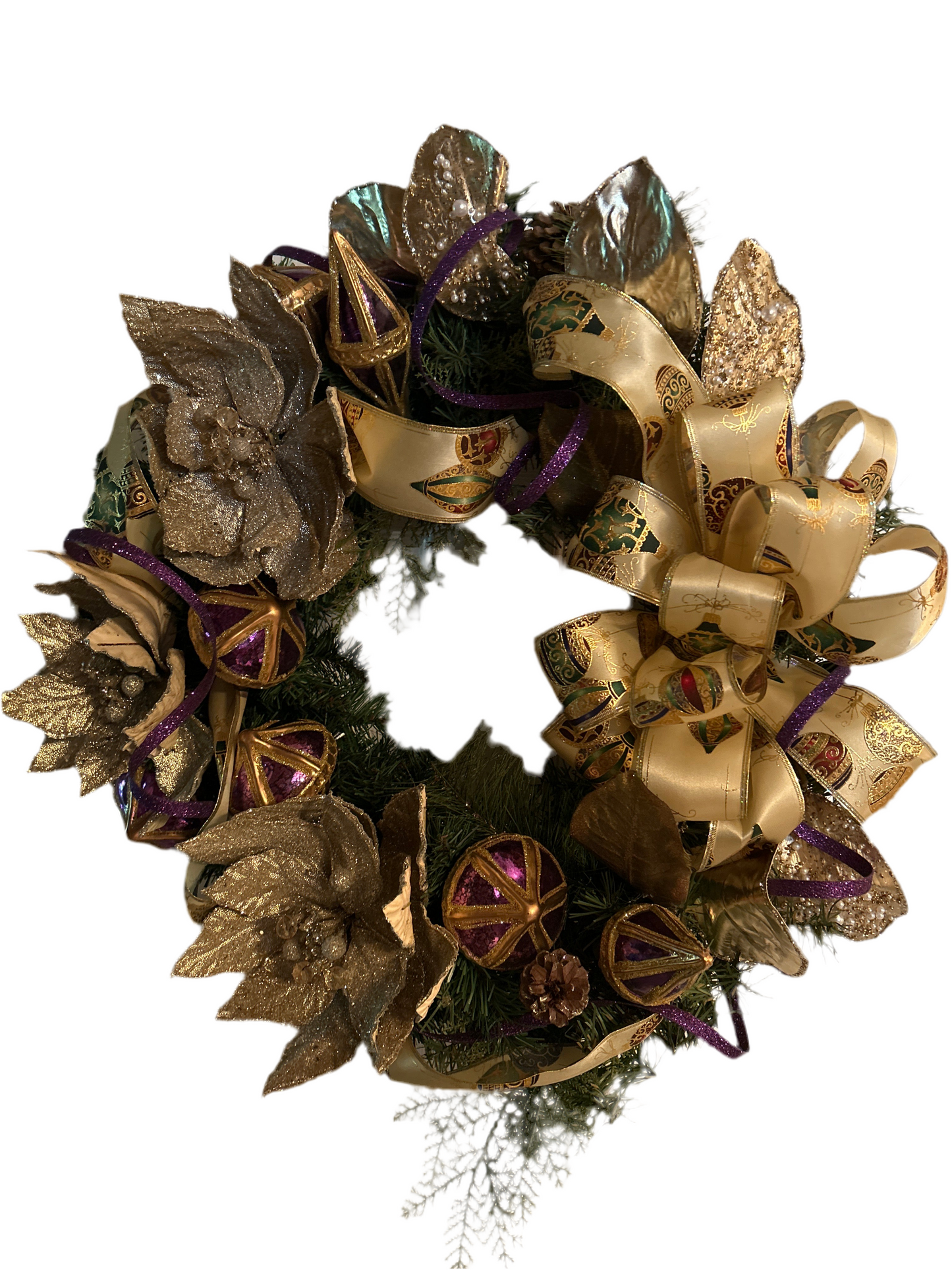 Regal Purple & Gold Christmas Wreath