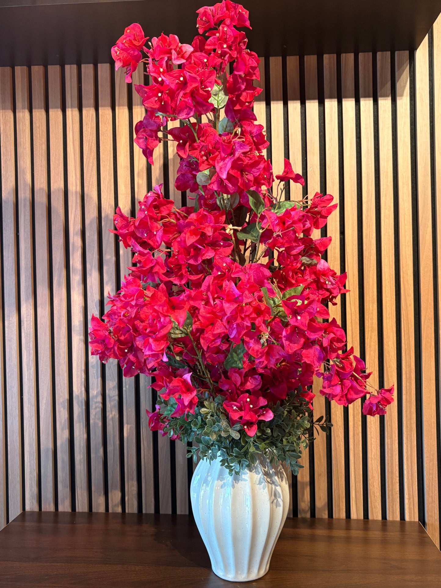 Vibrant Hot Pink Bougainvillea in Ceramic Vase