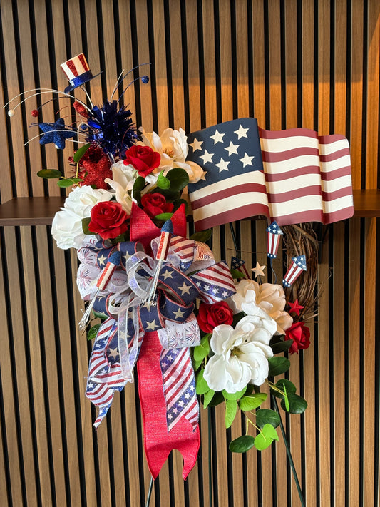 Fourth of July American Flag wreath