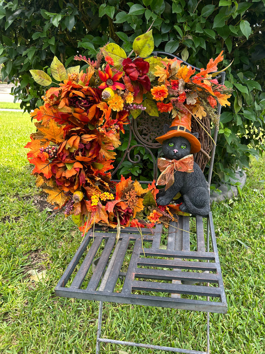 Fairy cat fall wreath